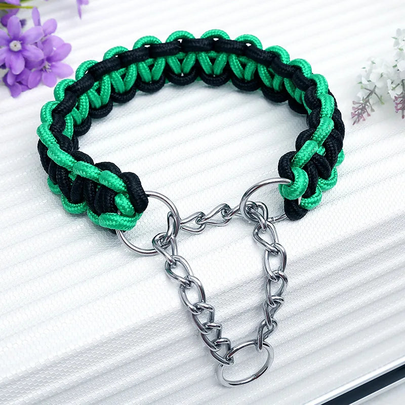 Adjustable P-Chain Dog Collar — Nylon Quick-Release Collar for Small, Medium & Large Dogs | 6 Colors | S–XL