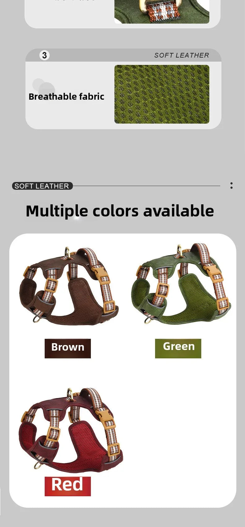 Retro leather pet chest strap, explosion-proof, reflective dog chest and back, breathable and adjustable Fashioned Furbabies