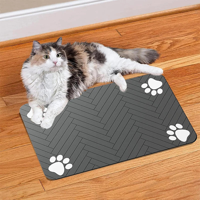 Absorbent Pet Feeding Mat — Non-Slip Waterproof Placemat for Dog & Cat Food and Water Bowls | 3 Sizes | 3 Styles
