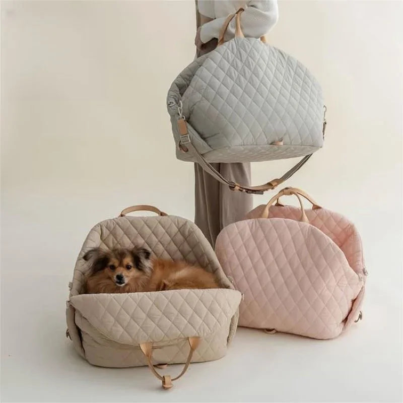 Dog Carrier Handbag Luxury Car Seat Pet Travel Bed for Small Dogs Cat Portable Washable Puppy Carrier Tote Safety Pet Booster Fashioned Furbabies