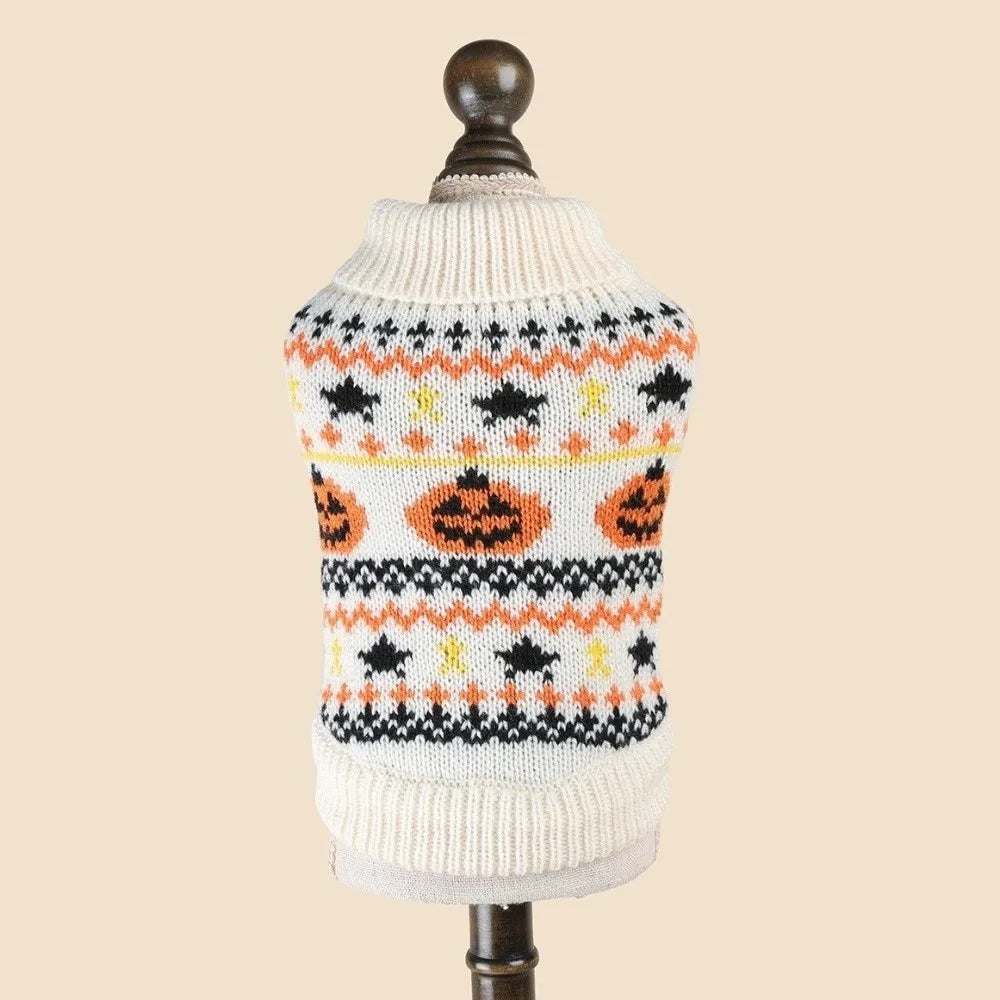 Halloween Pumpkin Dog Sweater | Cozy Knit Turtleneck for Cats & Dogs XS–XL