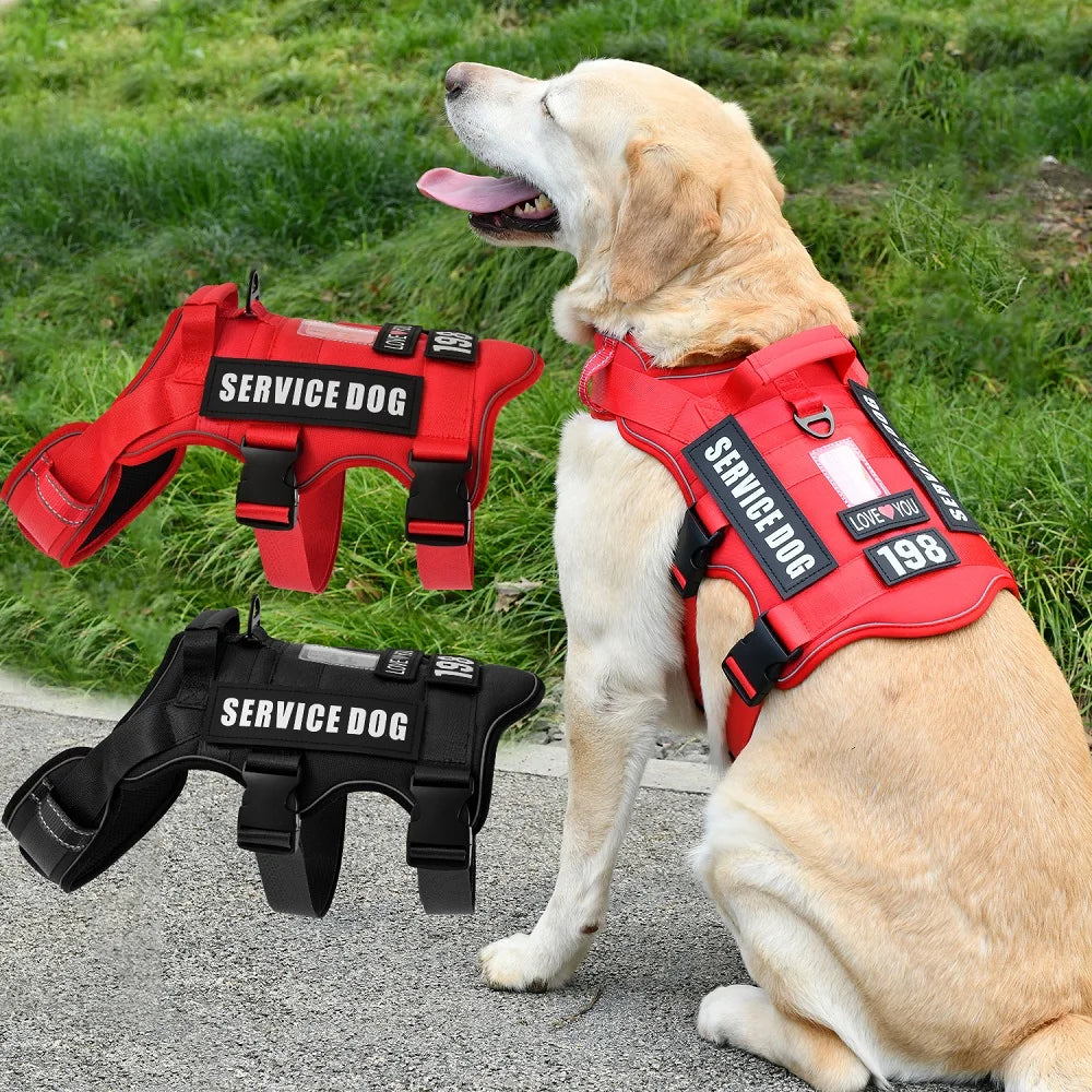 Service Dog Vest & No-Pull Harness with 4 Patches — Reflective, Padded Handle | S, M, L