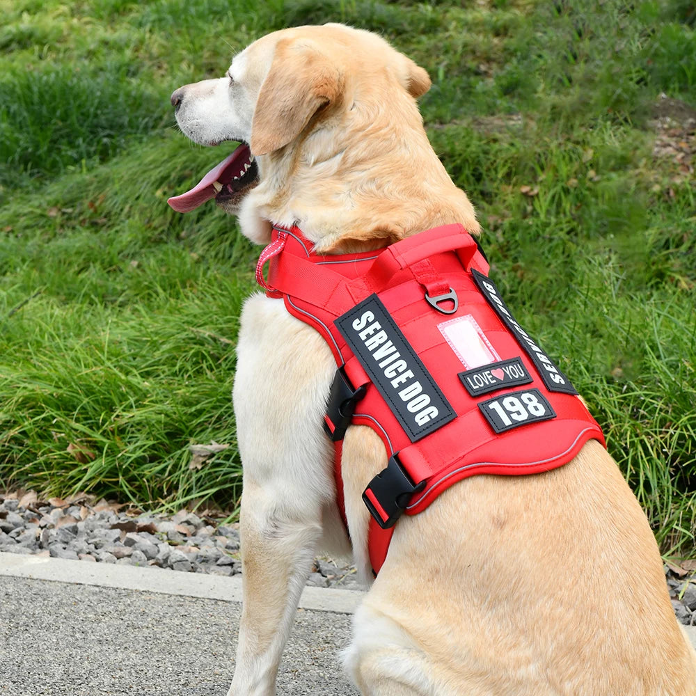 Service Dog Vest & No-Pull Harness with 4 Patches — Reflective, Padded Handle | S, M, L