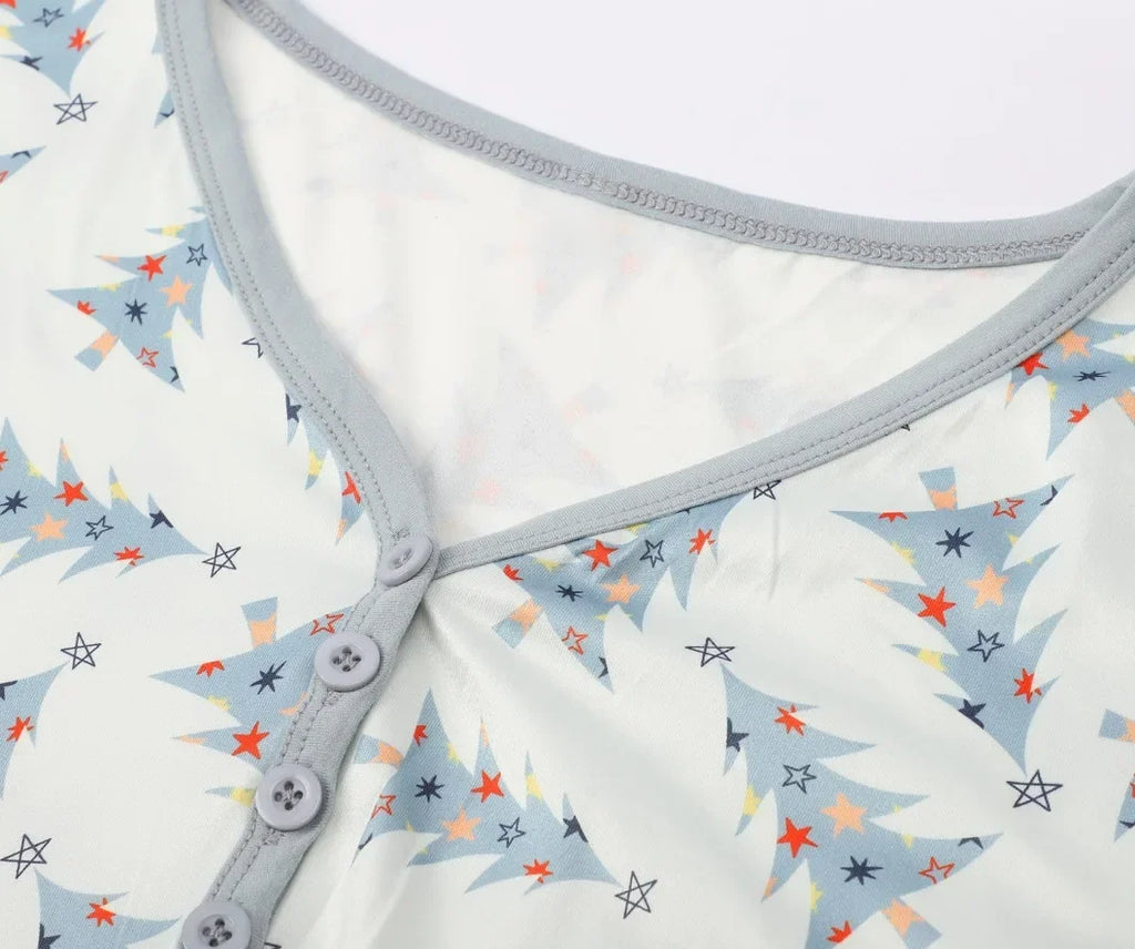 Mom Daughter Dad Son Matching Pajamas Set Christmas Tree Print Long Sleeve T-Shirt+Trousers 2 Pcs Suit Homewear Xmas Family Look