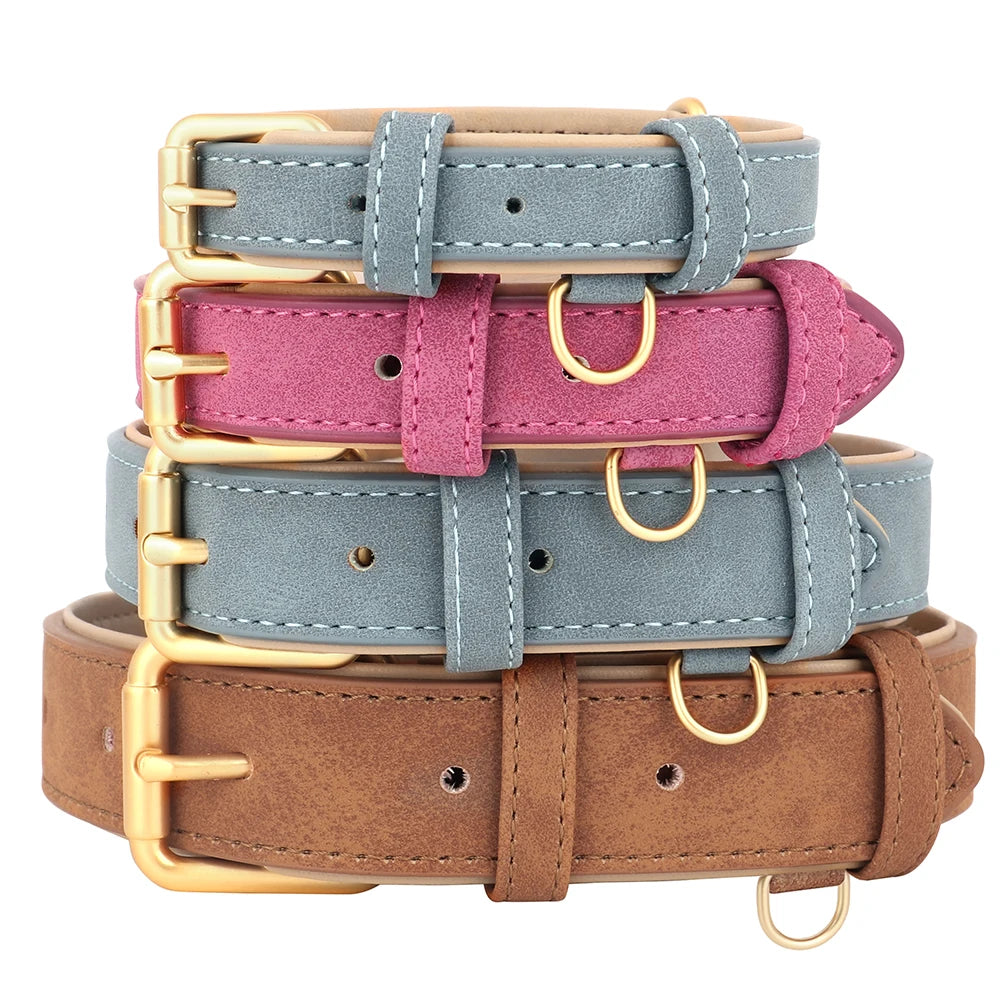 Soft Padded Leather Dog Collar | Adjustable PU Leather | S–XL