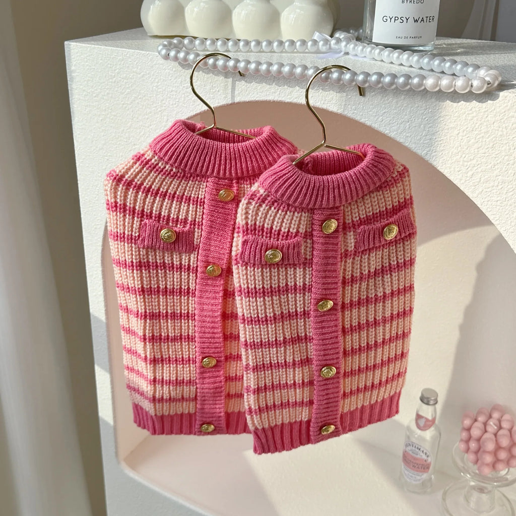 Striped Knit Dog Sweater — Cozy Winter Pullover for Small Dogs & Puppies | XS–XL