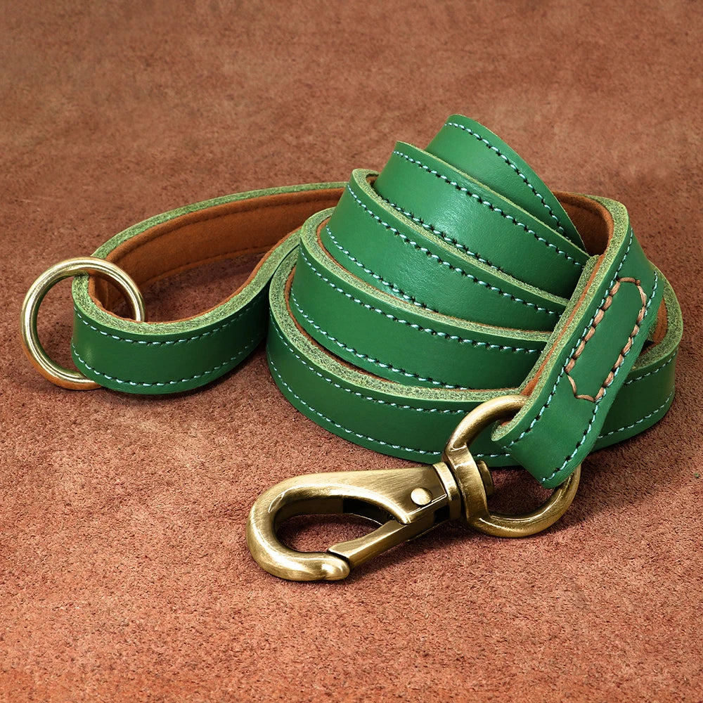 Real Leather Dog Leash Durable Medium Large Dog Lead Genuine Leather Walking Pet Leads Leash for Dogs German Shepherd Pitbull Fashioned Furbabies