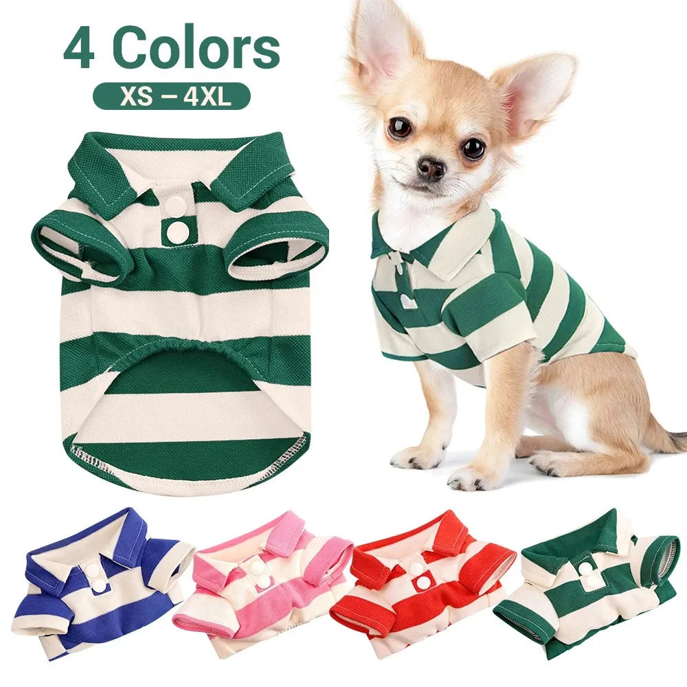 Lightweight Striped Dog Polo Shirt