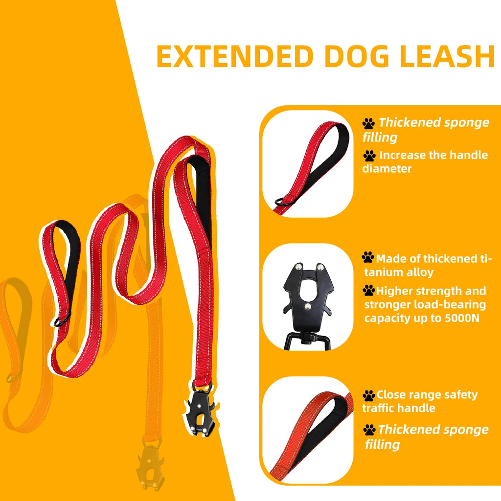 Soft Padded 2 Handle & Auto Lock Frog Clip Outdoor dog leash