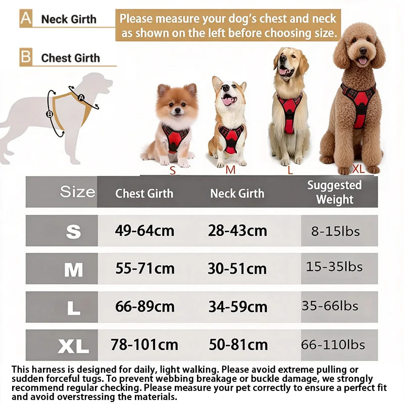 Adjustable No-Pull Dog Harness — Front Clip, Reflective & Top Handle for Medium to Large Dogs | 8 Colors | S–XL