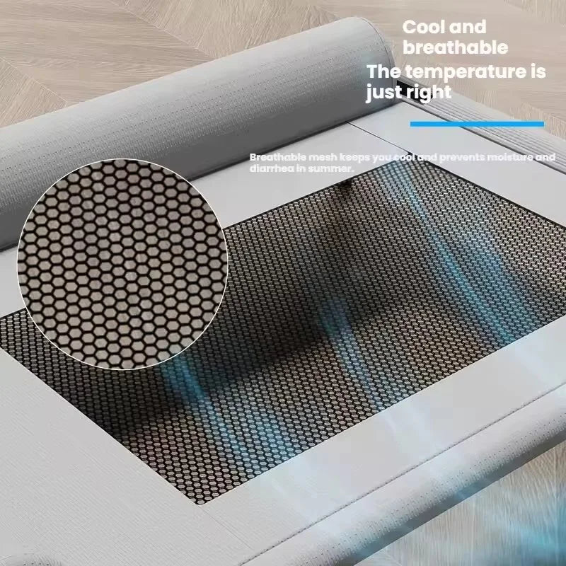 Elevated Cooling Mesh Pet Cot Bed with Neck Pillow — Breathable Four-Season Bed for Dogs & Cats | M & L | 3 Colors