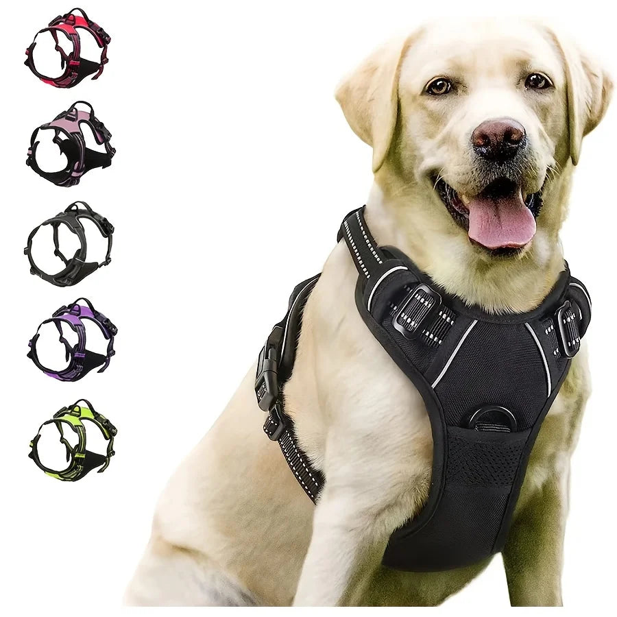 Adjustable No-Pull Dog Harness — Front Clip, Reflective & Top Handle for Medium to Large Dogs | 8 Colors | S–XL