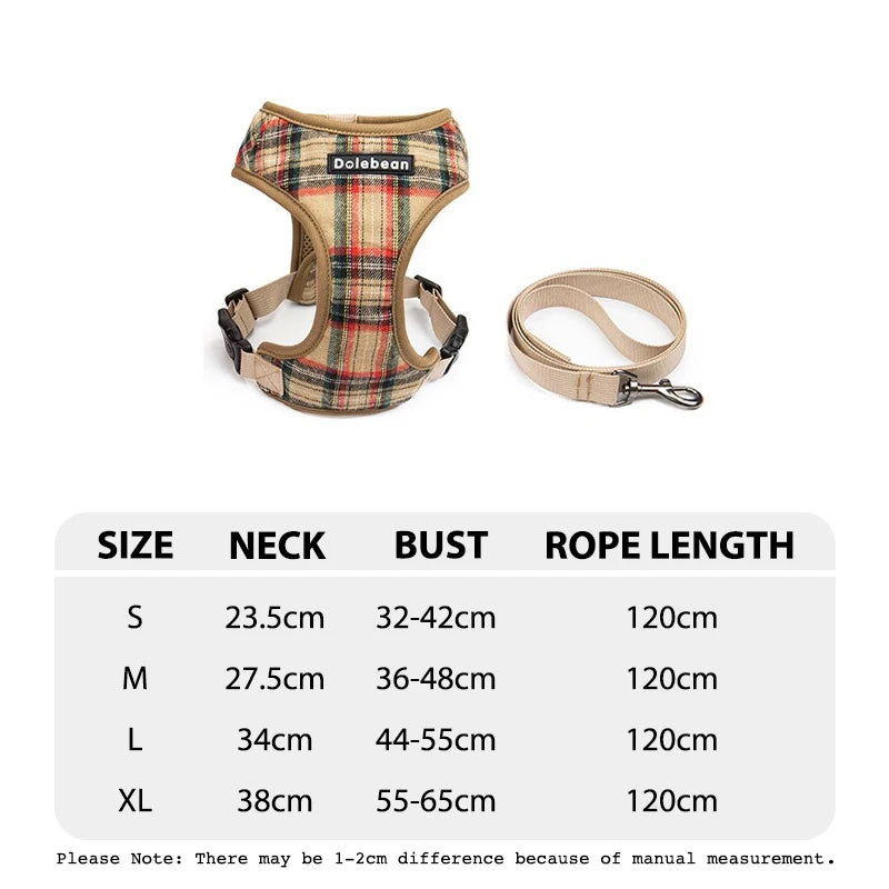Dog Harness & Leash Set — Soft Vest with 47" Leash for Small & Medium Dogs | Lattice, Denim, Velvet & Print Styles