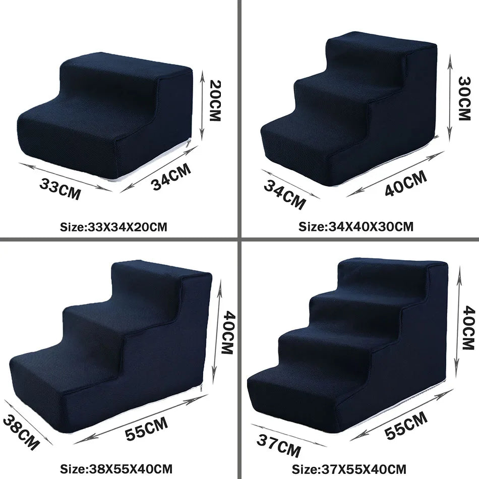 Pet Stairs & Dog Ramp — Detachable Sponge Steps for Dogs & Cats | 3-Step, Big 3-Step & 4-Step