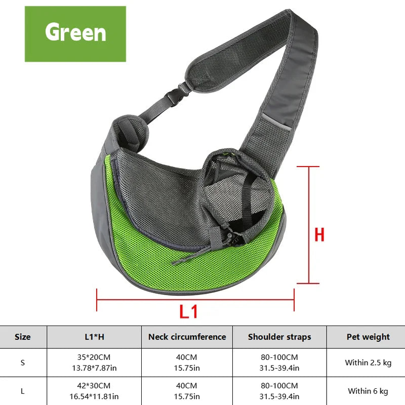 Dog Sling Carrier & Crossbody Bag — Breathable Mesh Pet Backpack for Small Dogs & Cats | Hiking & Travel