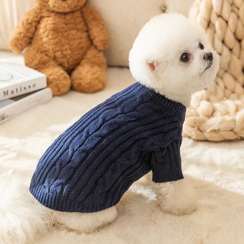 Luxury Dog Clothes Solid Winter Dog Sweater Pet Dog Costume Chihuahua Bichon French Bulldog Clothing Puppy Warm Dog Coat Knitted