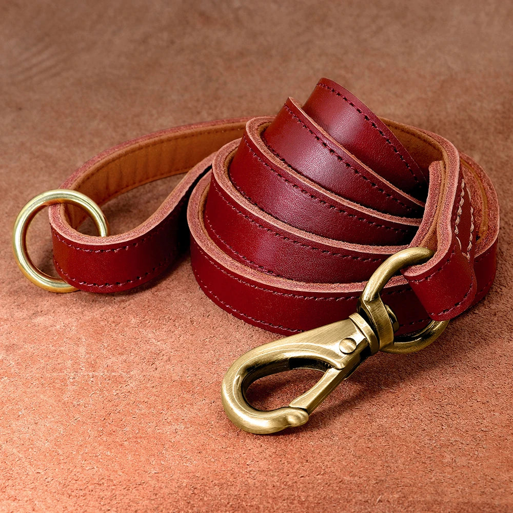 Real Leather Dog Leash Durable Medium Large Dog Lead Genuine Leather Walking Pet Leads Leash for Dogs German Shepherd Pitbull Fashioned Furbabies