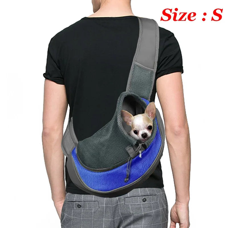 Dog Sling Carrier & Crossbody Bag — Breathable Mesh Pet Backpack for Small Dogs & Cats | Hiking & Travel