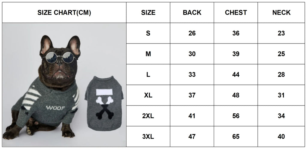 WOOF Knit Dog Sweater — Thick Cotton Jumper for French Bulldogs & Small-Medium Dogs | S–3XL