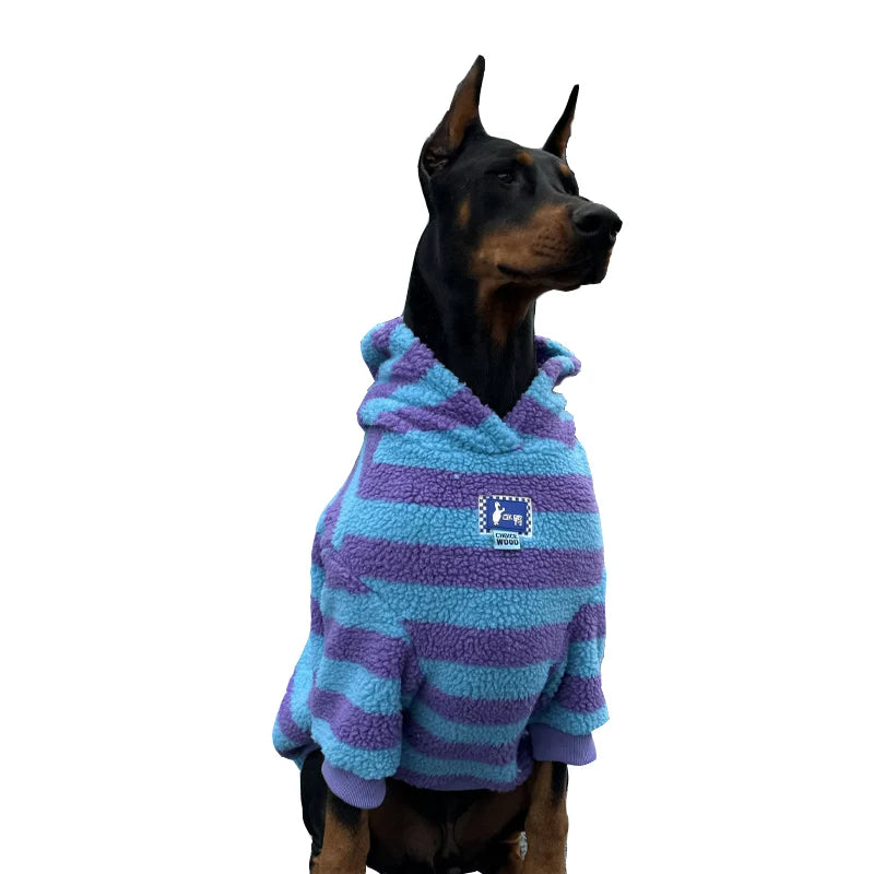 Fashion Dog Hoodies for Large Dogs Warm Striped Big Dog Coat Soft Media Big Dog Clothes Hoodies for Golden Retriever Doberman
