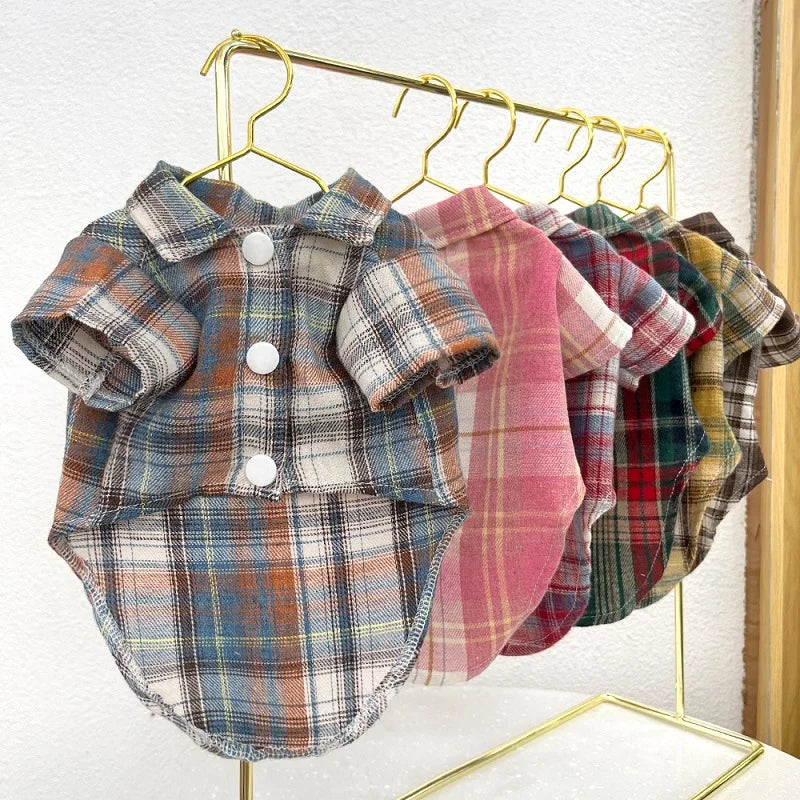 Pet Shirt for Small Large Dogs Classical Plaid Dog Clothes Breathable Puppy Coat Autumn Cat Shirt Fashion Pet Costumes Dog Vest
