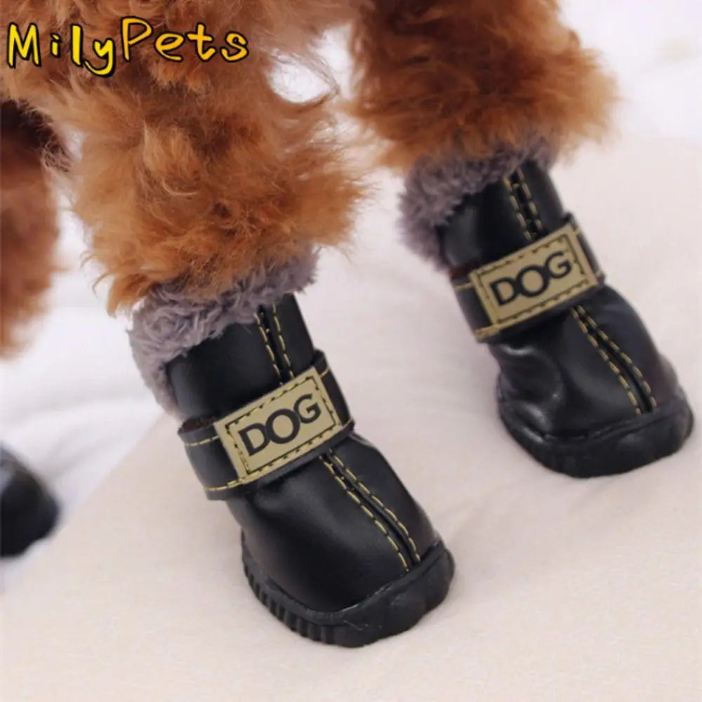 Dog Rainshoes, Snow Boots Waterproof Soft Plush/PU Non Slip for 4Pcs/Set Chihuahua