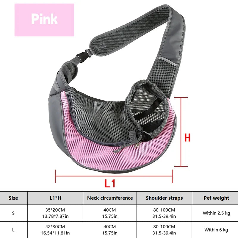 Dog Sling Carrier & Crossbody Bag — Breathable Mesh Pet Backpack for Small Dogs & Cats | Hiking & Travel