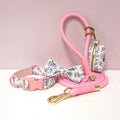 Luxury Bow Dog Collar Set | Cotton & Polyester | XS–XL | With Leash & Poop Bag
