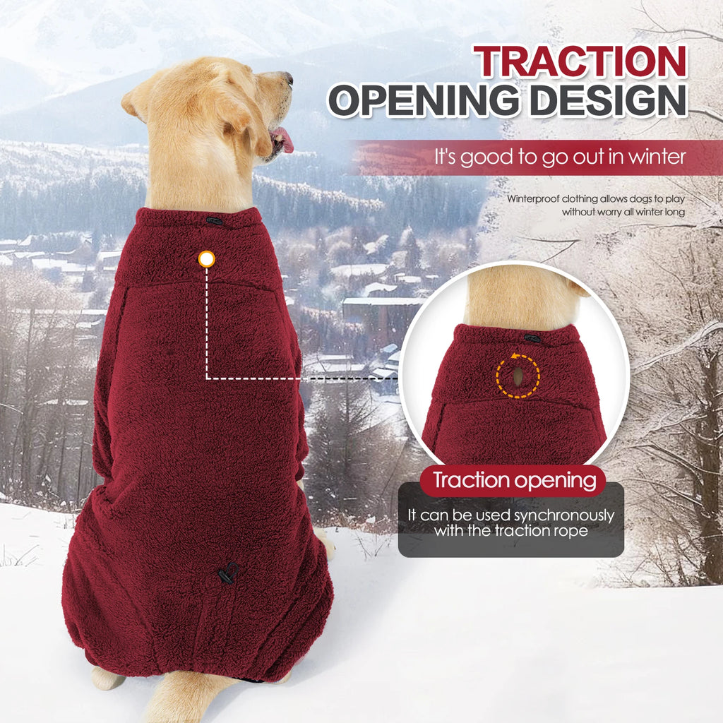 Dog Winter Coat Soft Pullover Pajamas, Warm Dog Cold Weather Coats Fleece Coat, Cozy Winter Jacket Windproof Fullbody Jumpsuit