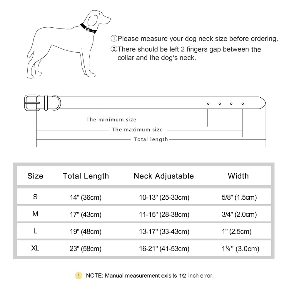 Soft Padded Leather Dog Collar | Adjustable PU Leather | S–XL