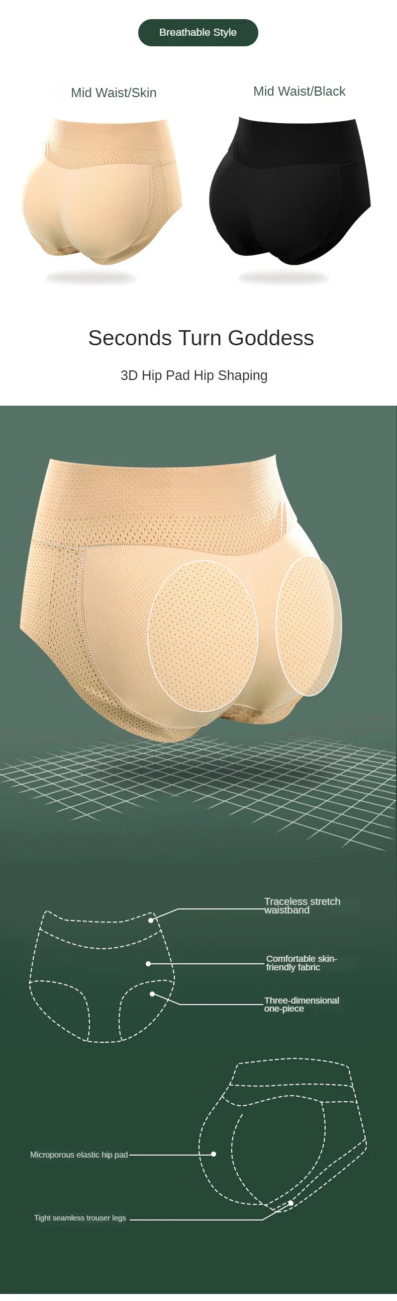 Padded Push Up Shapewear Panties – Butt Lifting Medium Control