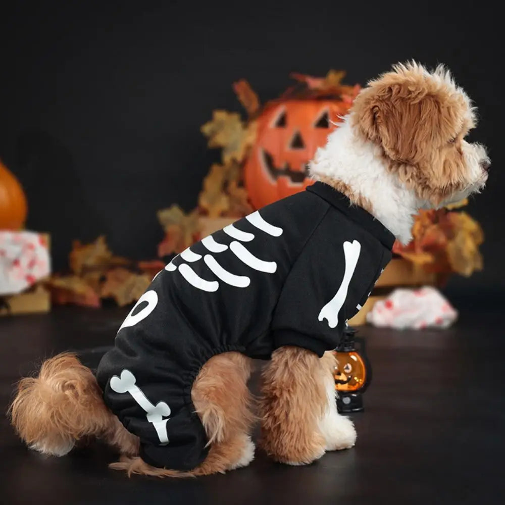 Halloween Glow Skeleton Pet Costume | Luminous Hoodie Jumpsuit for Dogs & Cats S–XL