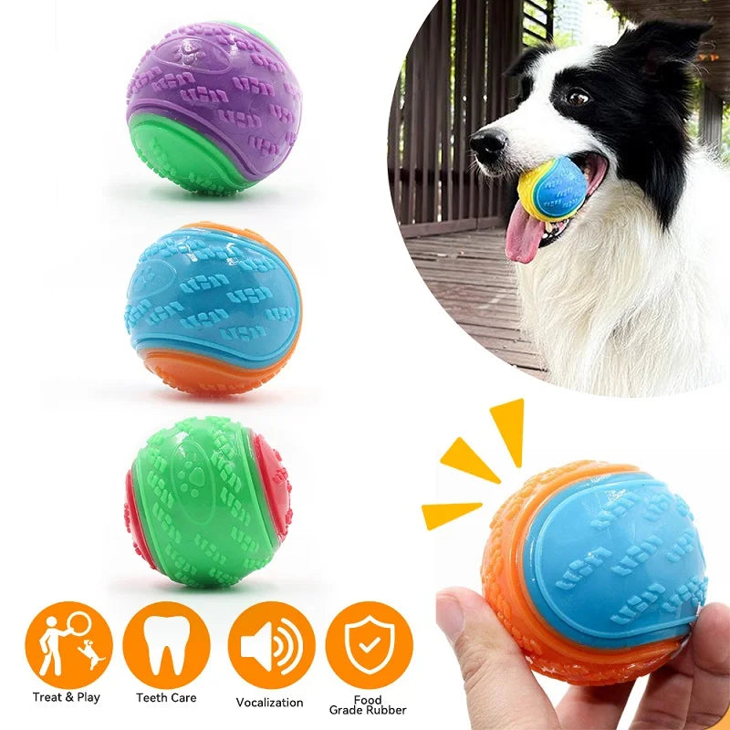 Squeaky Dog Ball Toy — Soft TPR Bite-Resistant Chew Toy for Teeth Cleaning & Interactive Play
