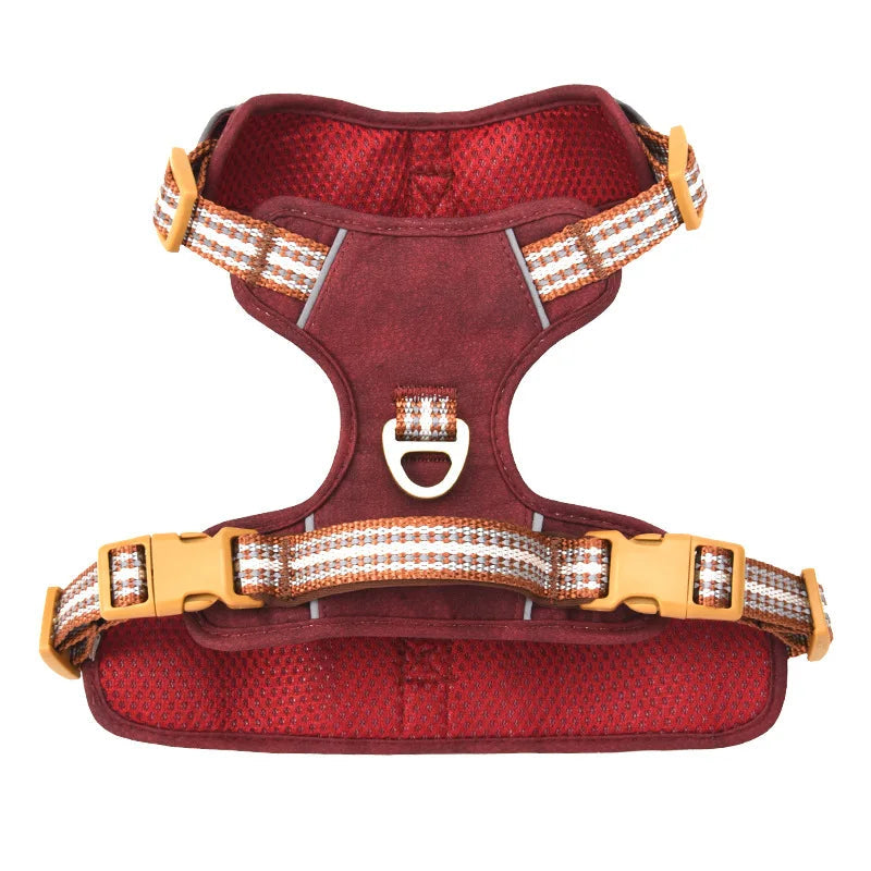 Retro leather pet chest strap, explosion-proof, reflective dog chest and back, breathable and adjustable Fashioned Furbabies