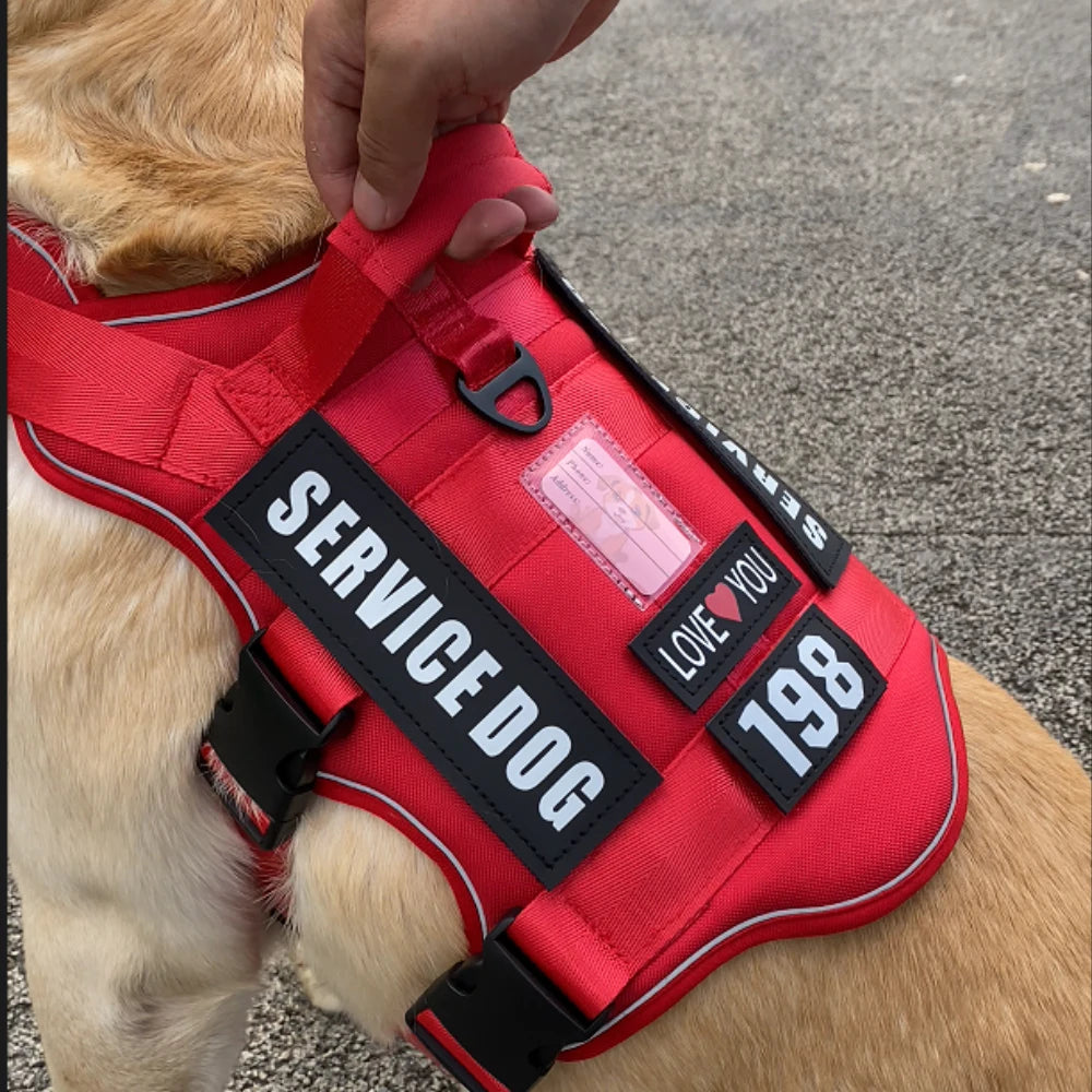 Service Dog Vest & No-Pull Harness with 4 Patches — Reflective, Padded Handle | S, M, L