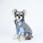Cute Gray Pet Spring Autumn Dog Clothes Knitted Dog Cat Vest With Shirts 2 Pcs Clothing Set Fashioned Furbabies