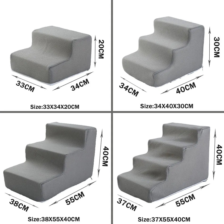 Pet Stairs & Dog Ramp — Detachable Sponge Steps for Dogs & Cats | 3-Step, Big 3-Step & 4-Step