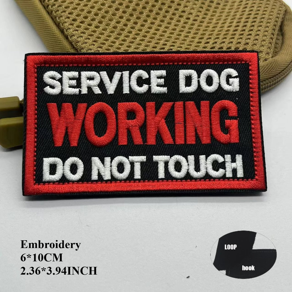 Service Dog & Therapy Dog Embroidered Velcro Patches — Do Not Pet, In Training, Rescue & Guide Dog Badge