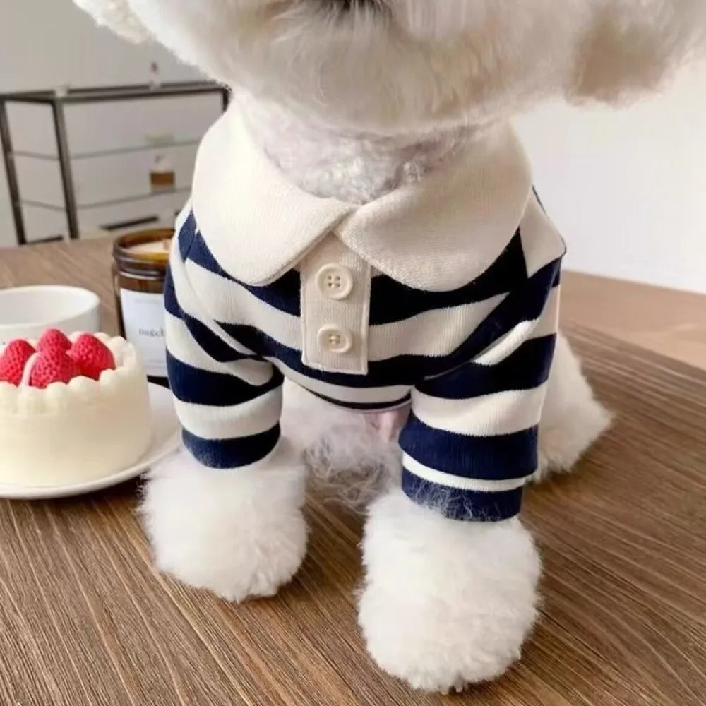 Striped Collared Dog Shirt & Breathable Cooling Vest — Soft Polyester T-Shirt for Small Dogs | XS–2XL