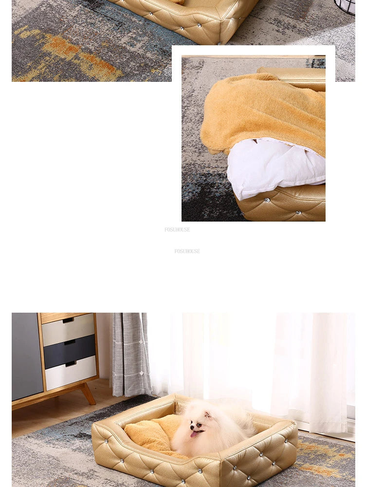 Light Luxury with Drill Dog Beds Pet Small Dog House Four Seasons Universal Dirt-resistant Waterproof Pet Supplies Home Dog Mat Fashioned Furbabies