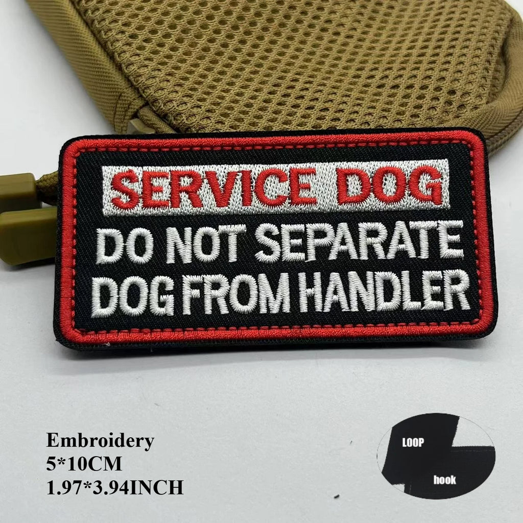 Service Dog & Therapy Dog Embroidered Velcro Patches — Do Not Pet, In Training, Rescue & Guide Dog Badge