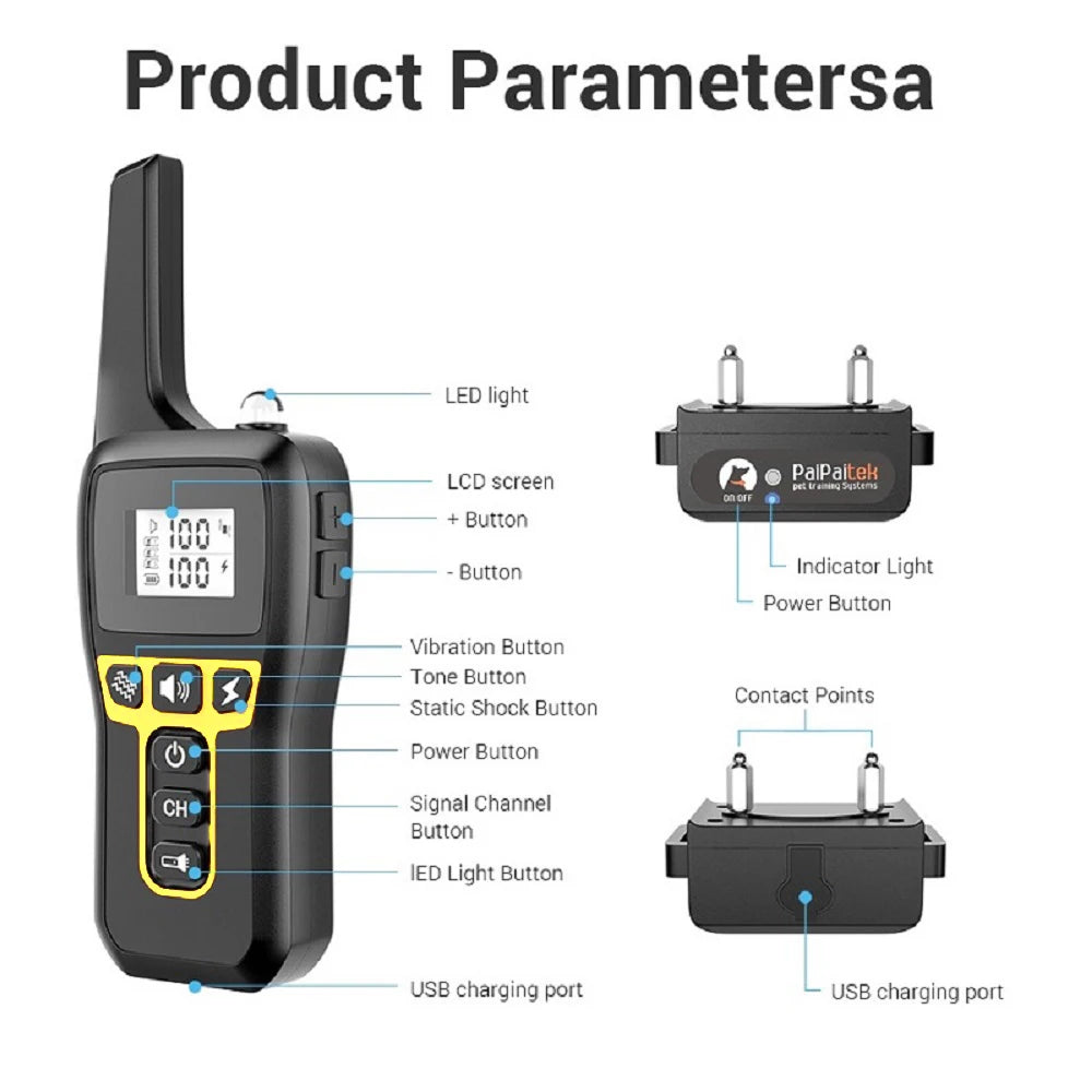Dog Training Collar with Remote | 1000M Range, Waterproof & Rechargeable