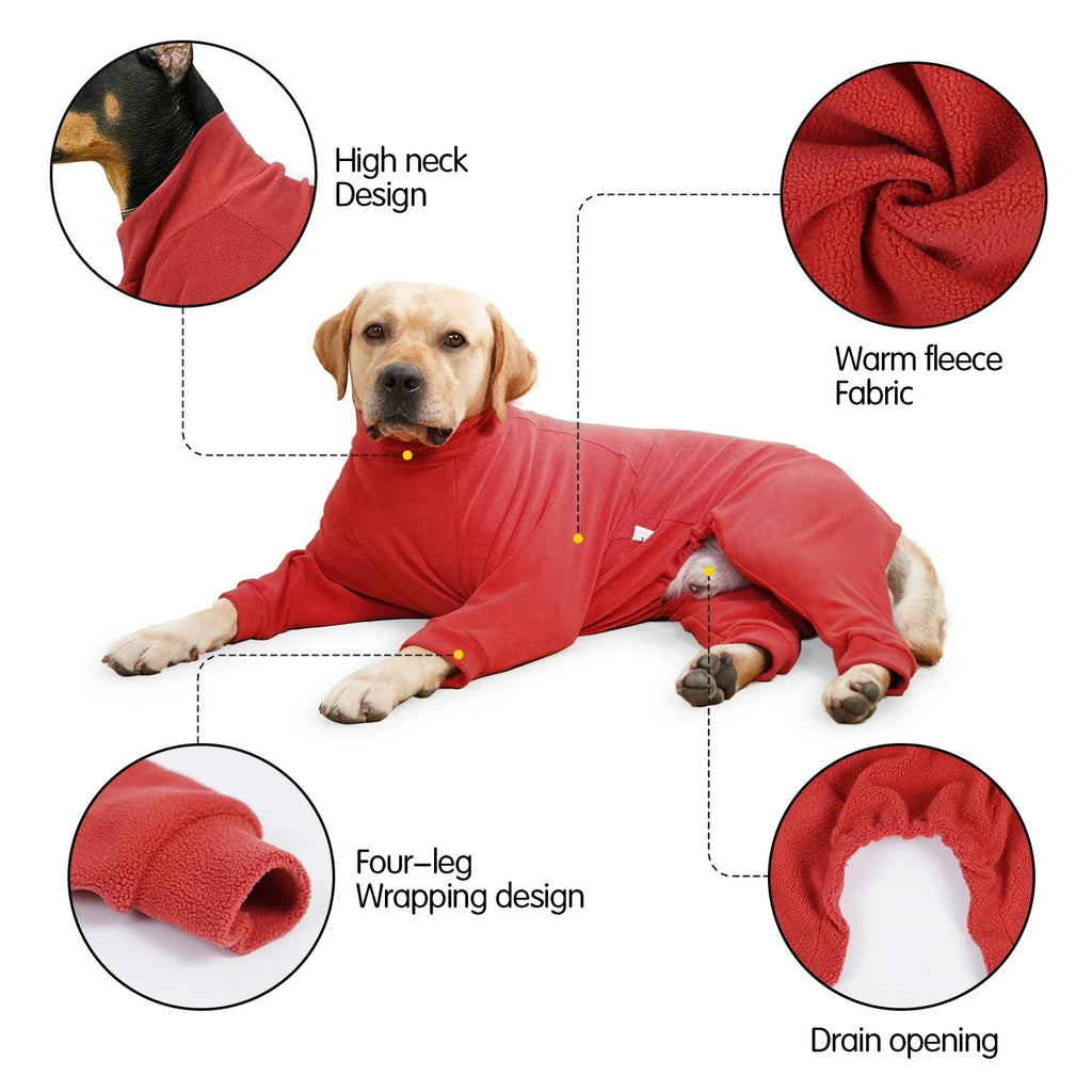 Fleece Winter Dog Pajamas - Four-Legged Elastic Jumpsuit