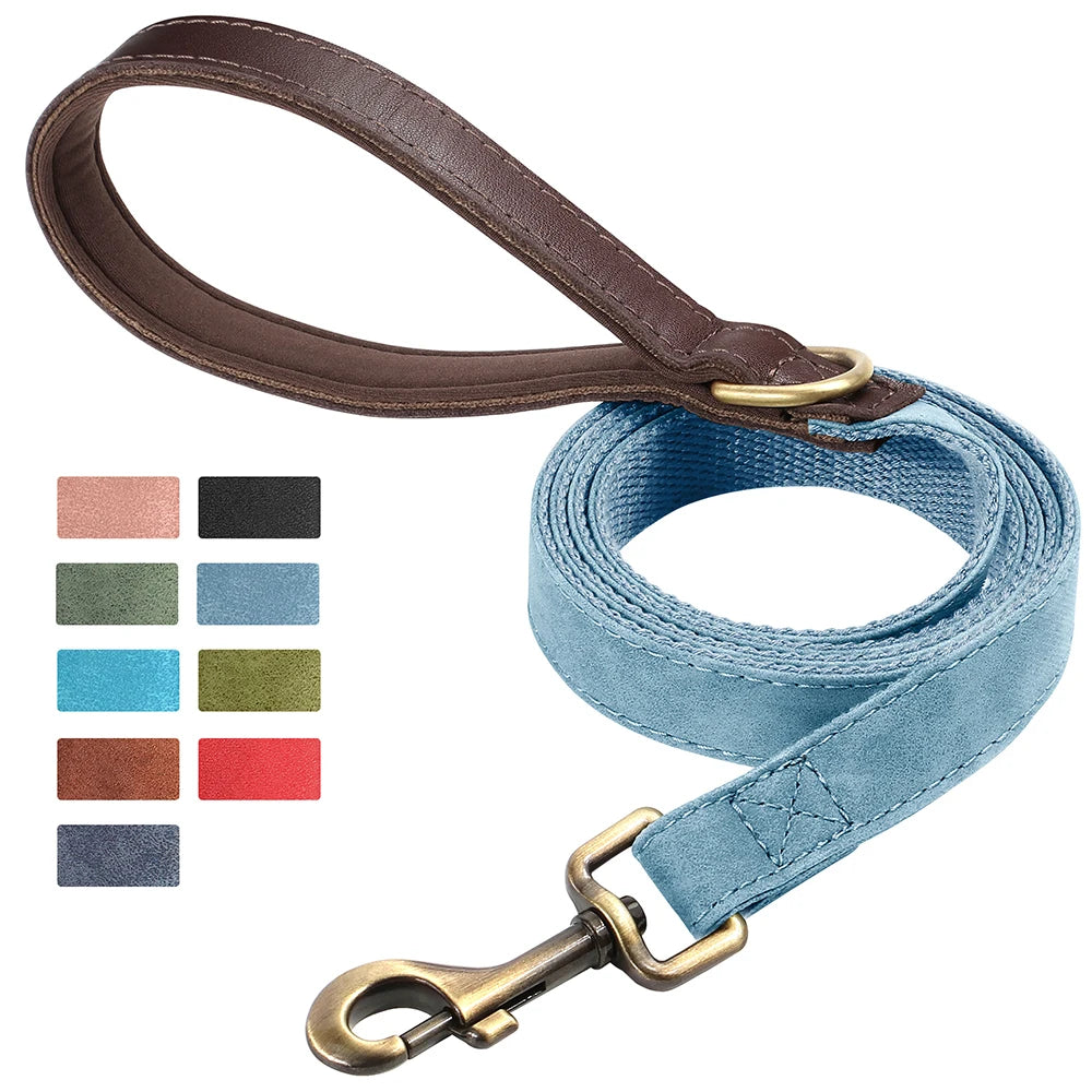 4.5ft Dog Pet Leash Rope 9 Colors PU leather Small Medium Large Dogs Nylon Padded Puppy Leashes Walking Leash Lead Ropes for Dog Fashioned Furbabies