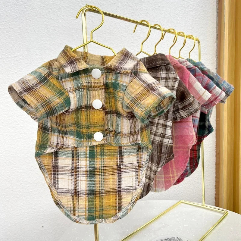 Pet Shirt for Small Large Dogs Classical Plaid Dog Clothes Breathable Puppy Coat Autumn Cat Shirt Fashion Pet Costumes Dog Vest