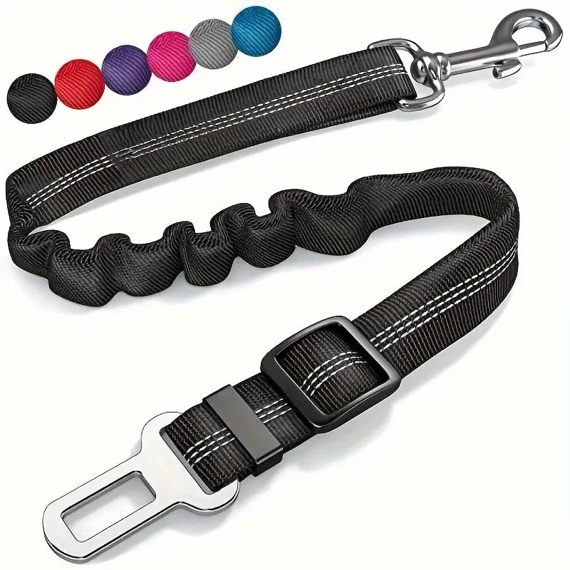 Nylon Pet Safety Seat Belt with Elastic Bungee Buffer Reflective