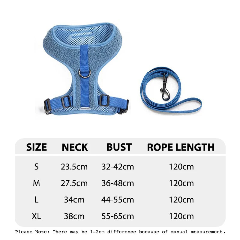 Dog Harness & Leash Set — Soft Vest with 47" Leash for Small & Medium Dogs | Lattice, Denim, Velvet & Print Styles