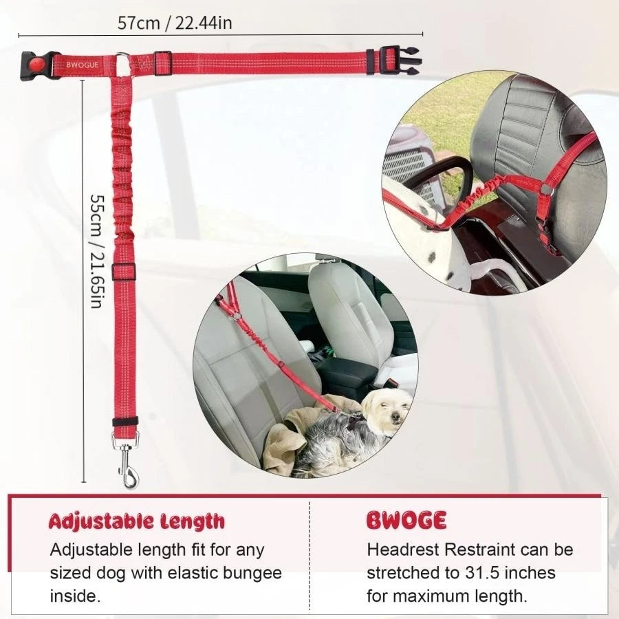 Reflective Elastic Dog Car Seat Belt & Leash