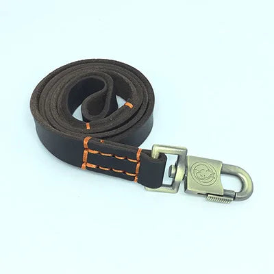 Genuine Leather Dog Leash — Heavy Duty 1" Braided Leash for Large Dogs | 3 Lengths | Brown