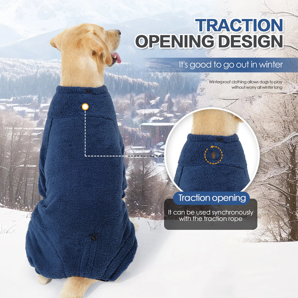 Dog Winter Coat Soft Pullover Pajamas, Warm Dog Cold Weather Coats Fleece Coat, Cozy Winter Jacket Windproof Fullbody Jumpsuit